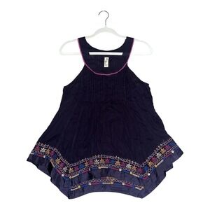 Floreat Anthropologie Purple Embroidered Halter Neck Top, Size 2